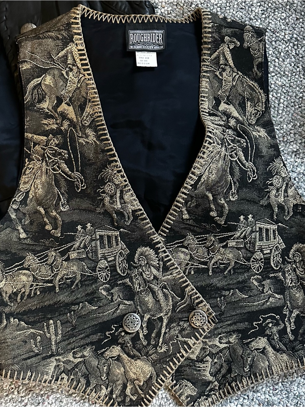 Roughrider Black & Tan Western Embroidered Vest